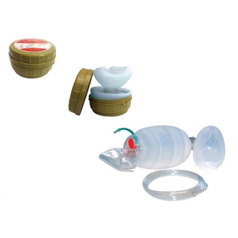 FRPS PBVM G Micro Pocket BVM (Bag Valve Mask) Resuscitator Olive With Tubing