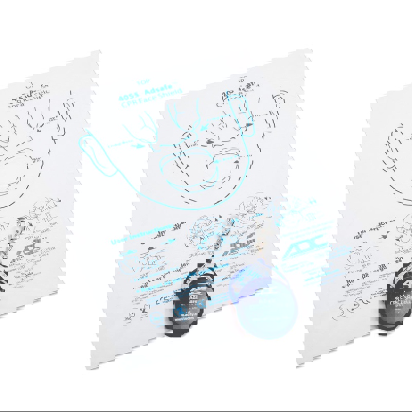 FRAD 4055R ADC Adsafe CPR Key Ring Face Shield Royal Blue