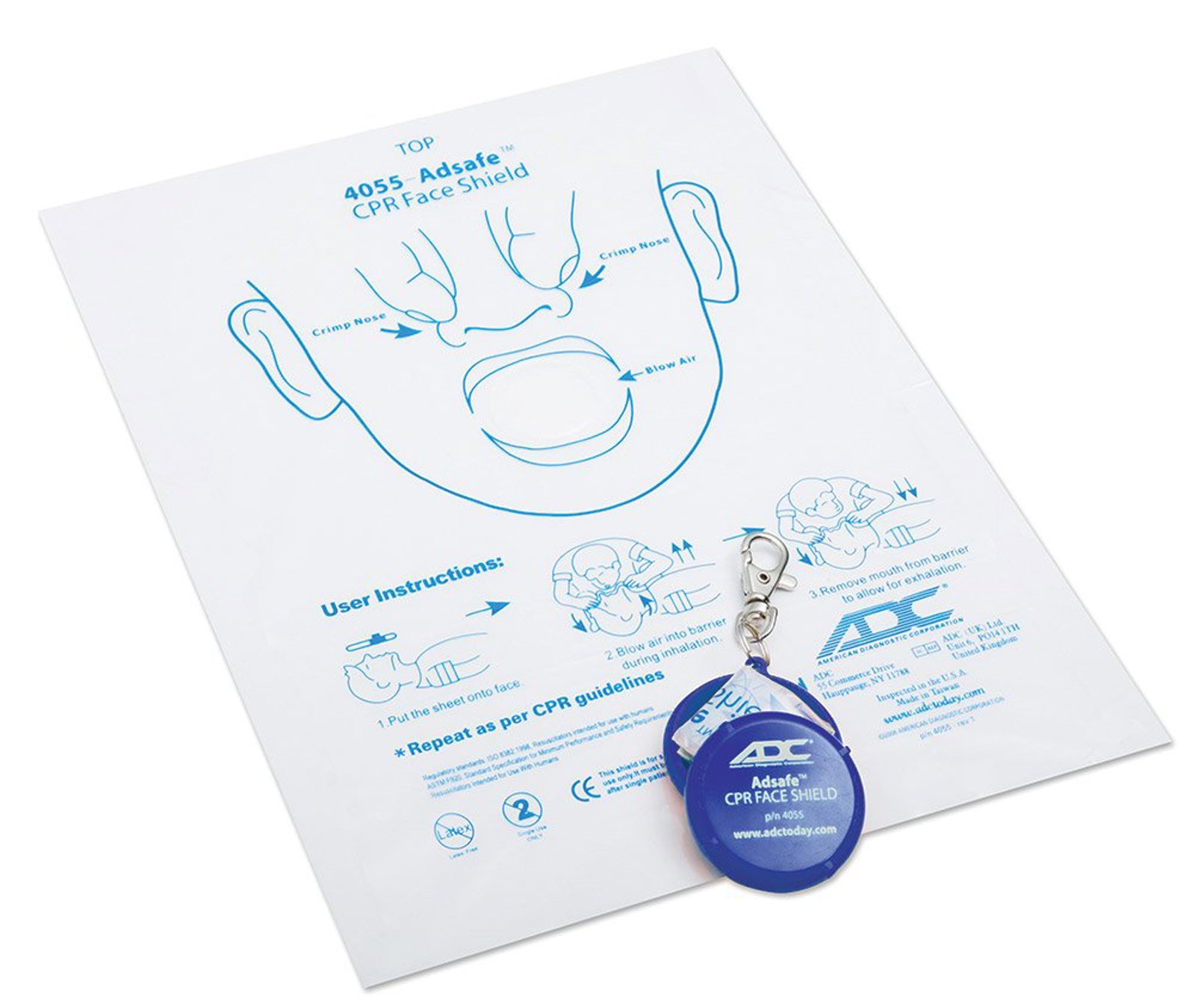 ADC Adsafe CPR Key Ring Face Shields | Pharmaco Medical + Emergency